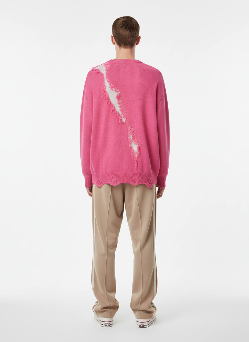 Vintage Street Distressed Ripped Knit Sweater