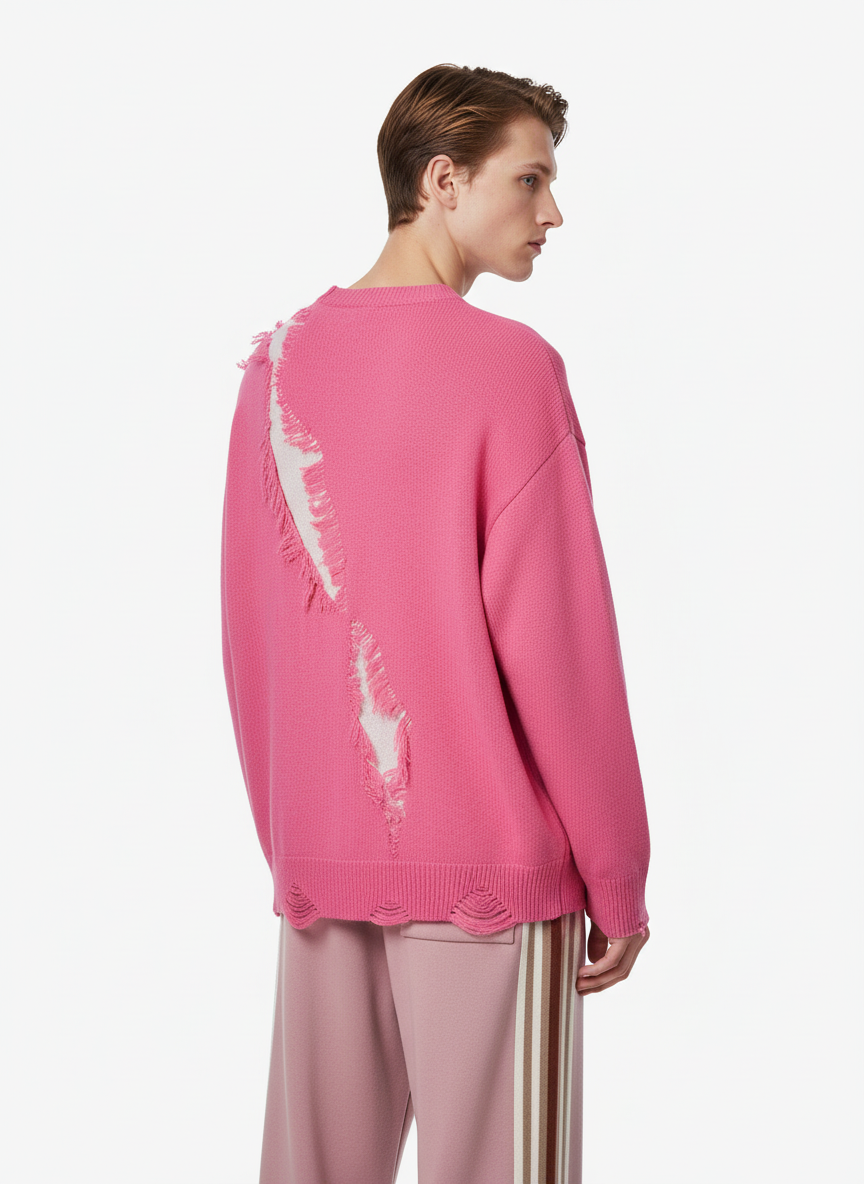 Vintage Street Distressed Ripped Knit Sweater