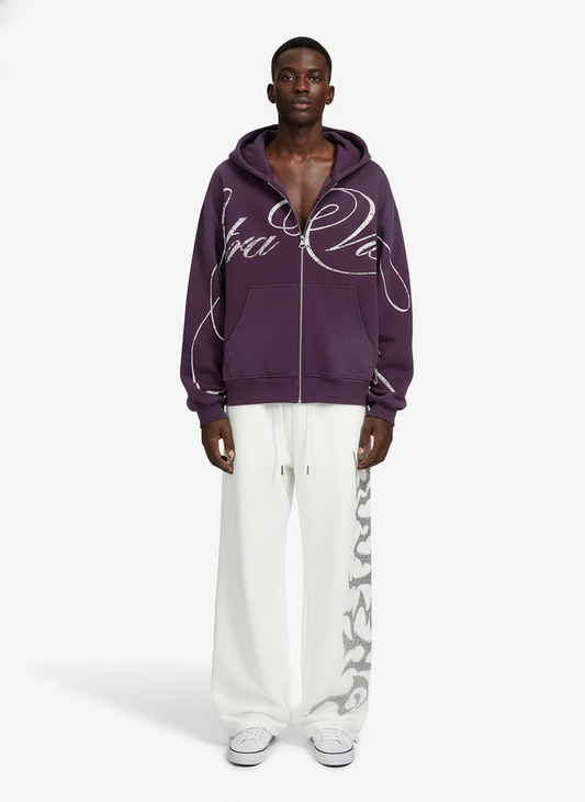 High Street Script Letter Print Zip-up Hoodie Jacket