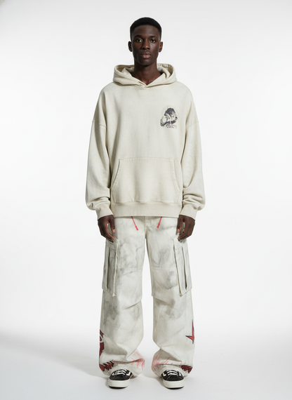 Vintage Dirty-Dyed Washed Wide-Leg Cargo Pants