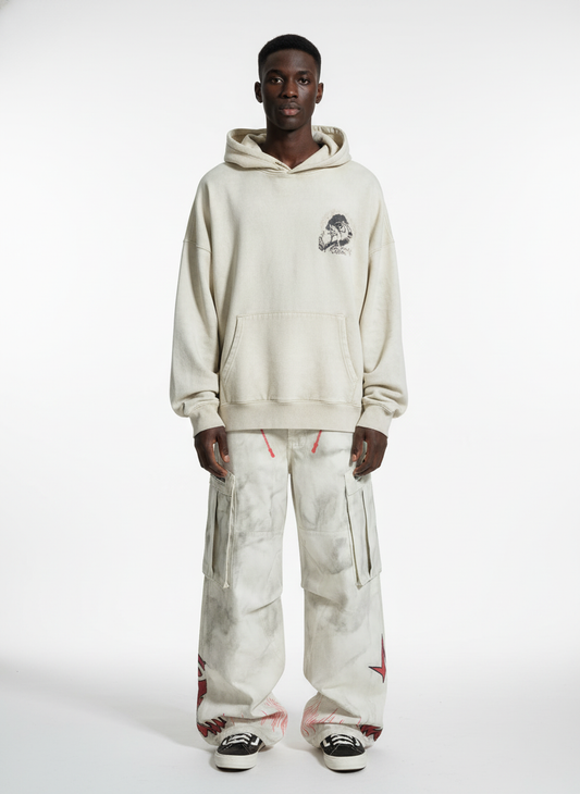 Vintage Dirty-Dyed Washed Wide-Leg Cargo Pants