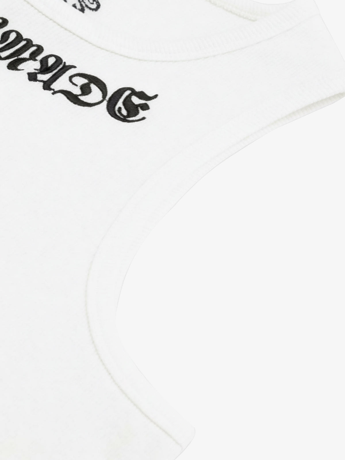 Gothic Lettering Embroidered Ribbed Vest