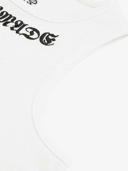 Gothic Lettering Embroidered Ribbed Vest