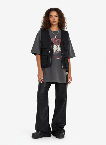 Thesupermade Black Wax Coated Flare Jeans - 2212