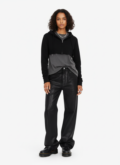 Thesupermade Black Wax Coated Flare Jeans - 2212