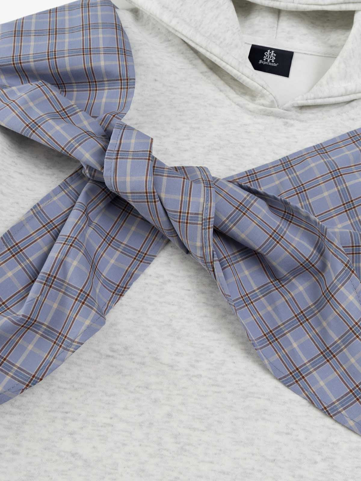 Stylish Hoodie with Plaid Bow Detail for Women - Perfect for Casual and Fashionable Looks