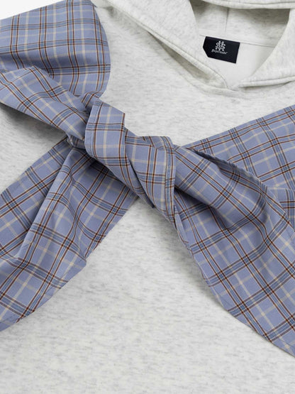 Stylish Hoodie with Plaid Bow Detail for Women - Perfect for Casual and Fashionable Looks