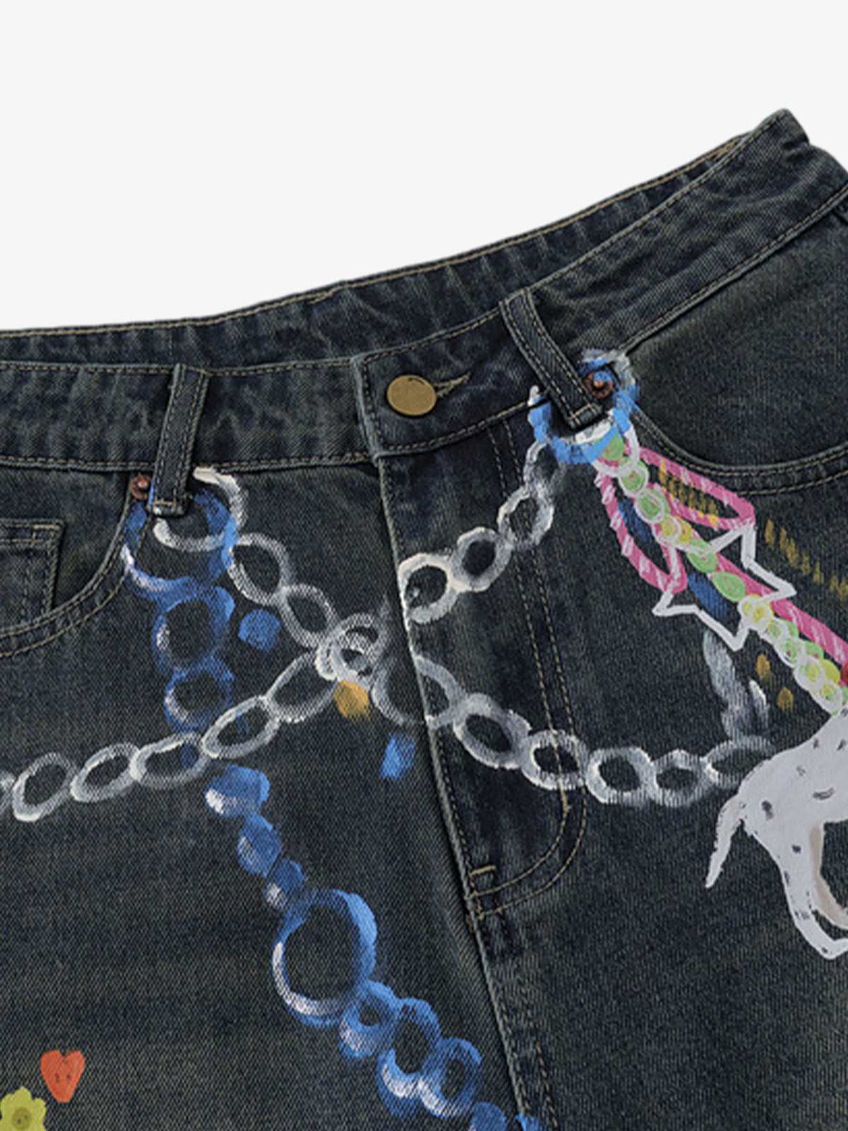 Street Painting Graffiti Denim Jorts