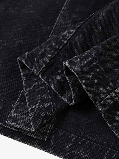 Rivet Deconstructed Split Stitching Denim Short-sleeved Shirt