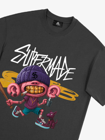 Thesupermade Cartoon Graffiti Trendy Weird Kid T-shirt