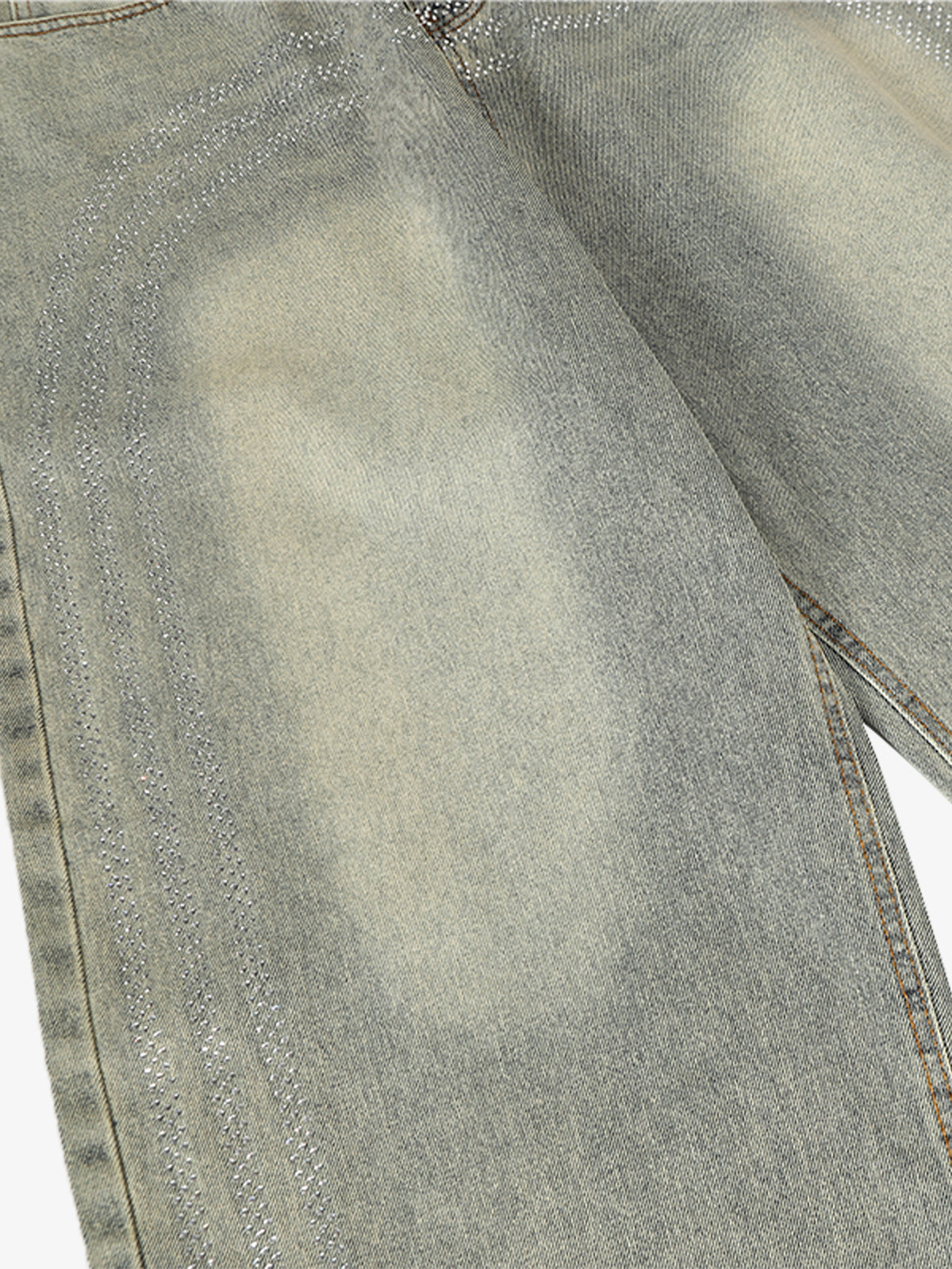 Wide-Leg Denim Trousers with Stylish Embellishments