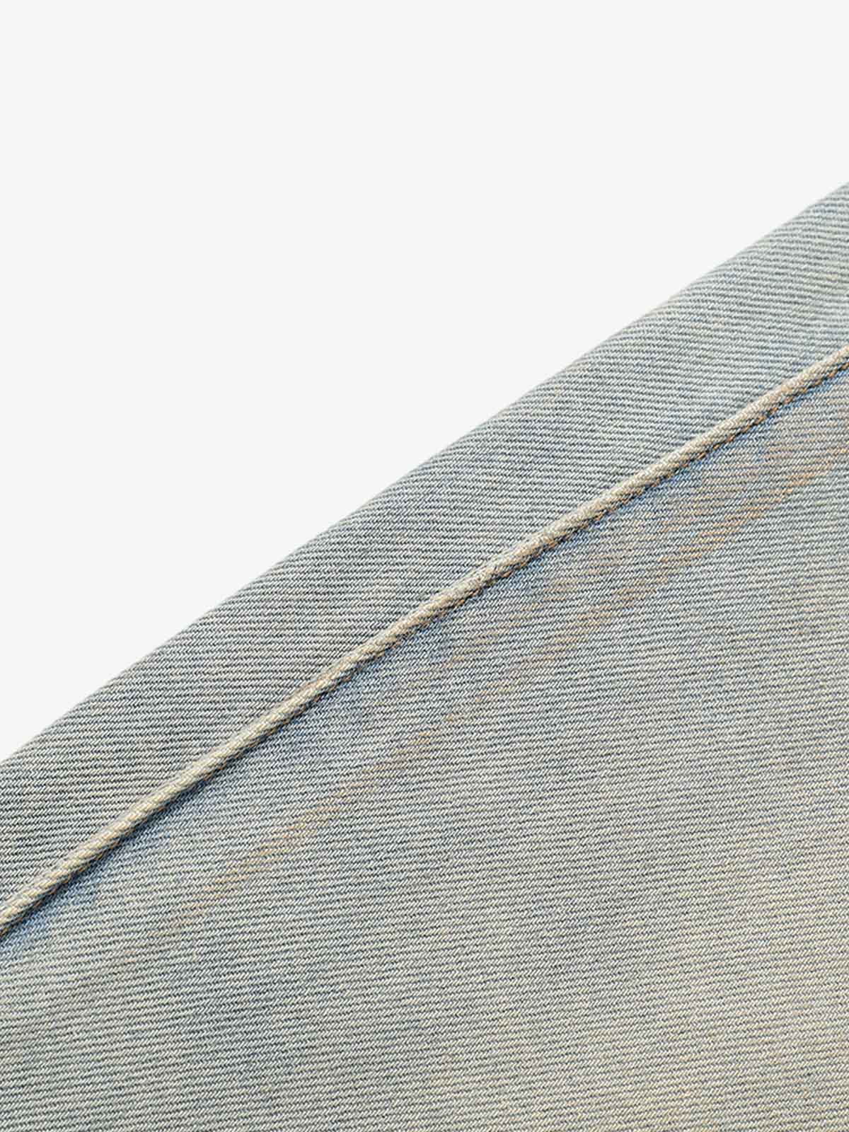 Wide-Leg Denim Trousers with Distressed Details for Everyday Style