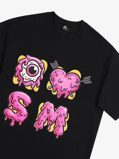 Thesupermade eyeball and love graffiti declaration T-shirt