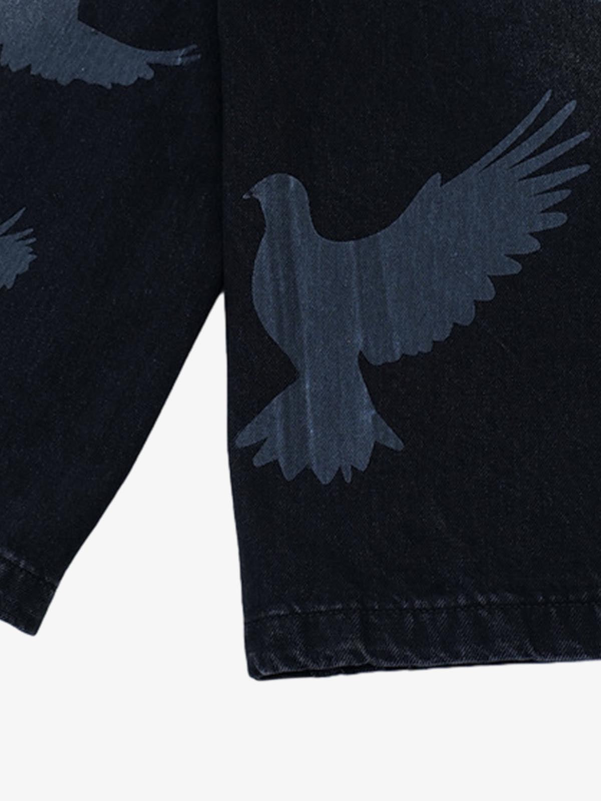 Stylish Denim Shorts with Flying Bird Prints for Summer Outfits