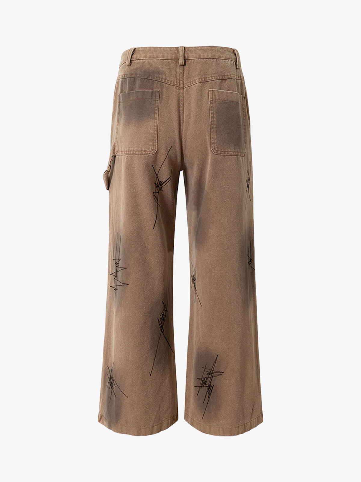 Thesupermade Scratched Patchwork Distressed Embroidered Work Jeans