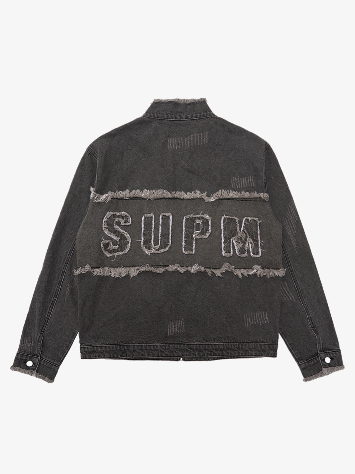 Thesupermade Appliqué Deconstructed Patchwork Distressed Raw-edge Denim Jacket