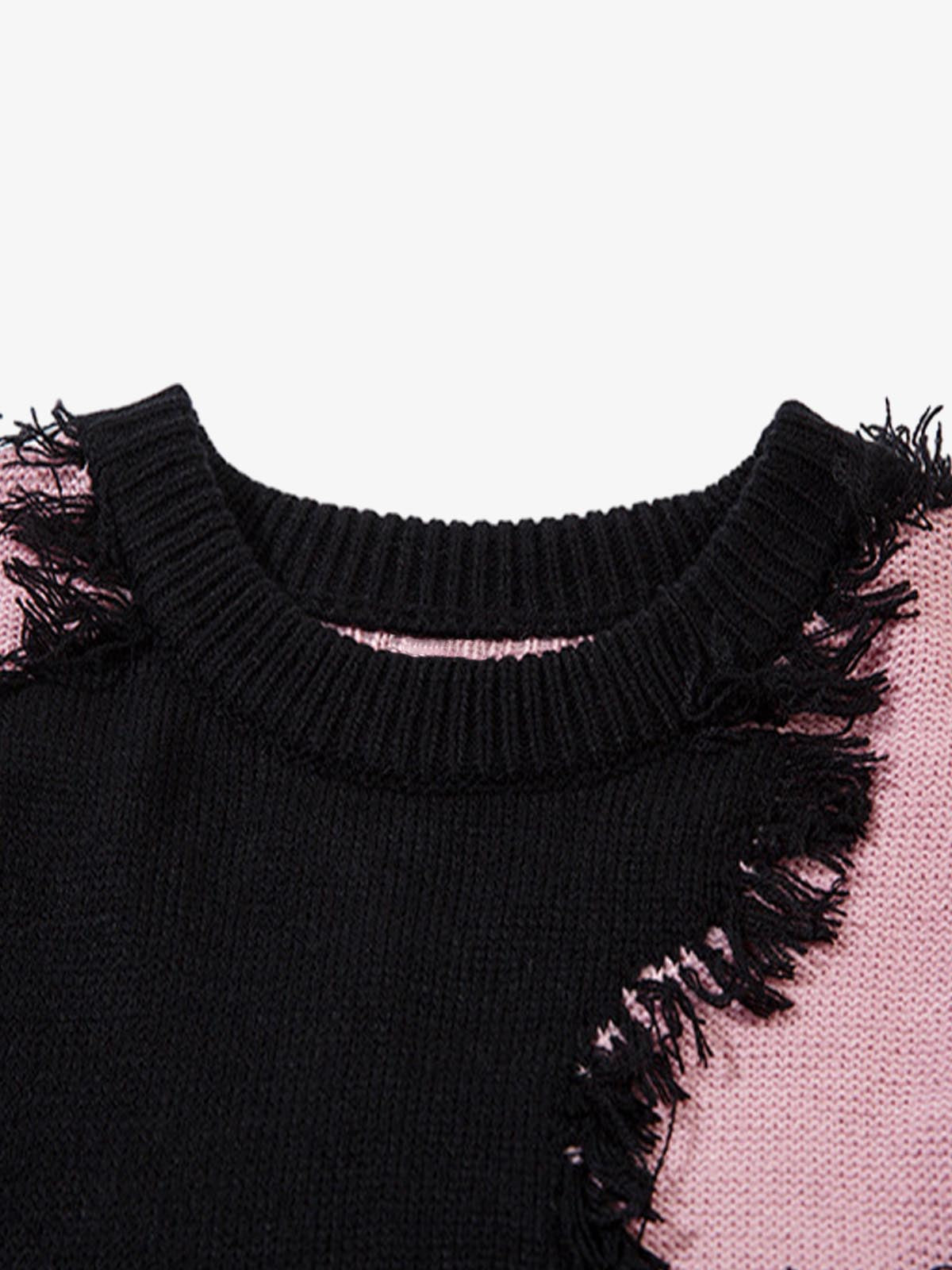 Niche Raw Edge Fringed Knit Sweater