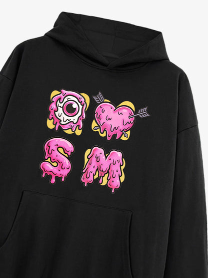 Dripping Heart & Eye Graphic Hoodie for Trendy Looks