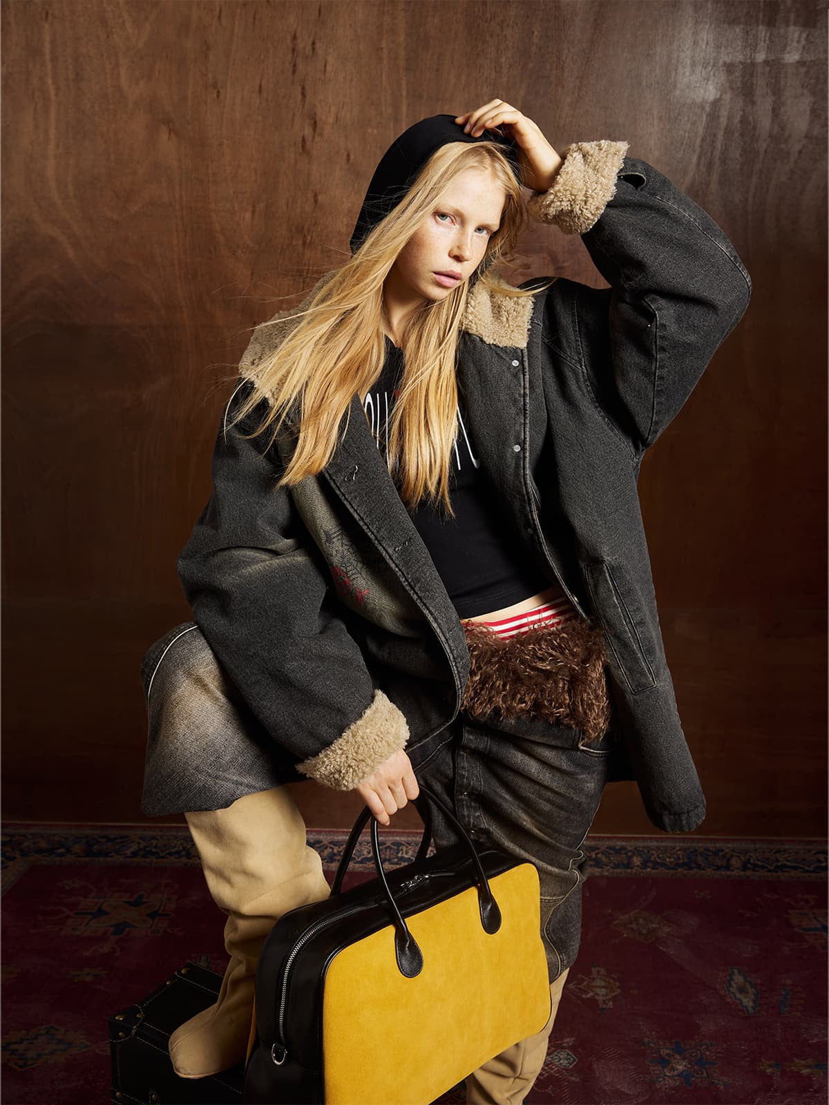 Winter-Ready Corduroy Jacket with Faux Fur Trim for Men