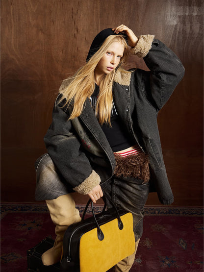 Winter-Ready Corduroy Jacket with Faux Fur Trim for Men