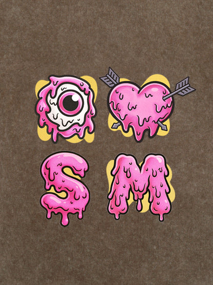 Thesupermade eyeball and love graffiti declaration T-shirt