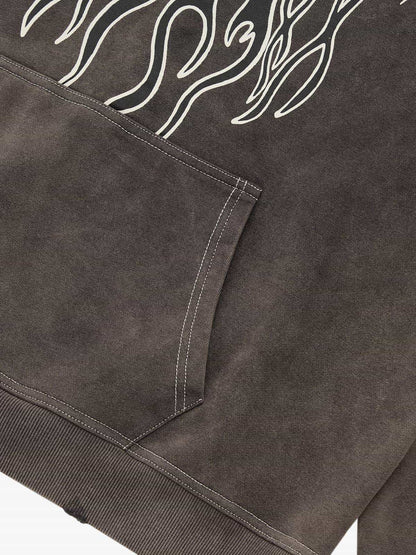 SPMD Flame Letter Graphic Cotton Hoodie