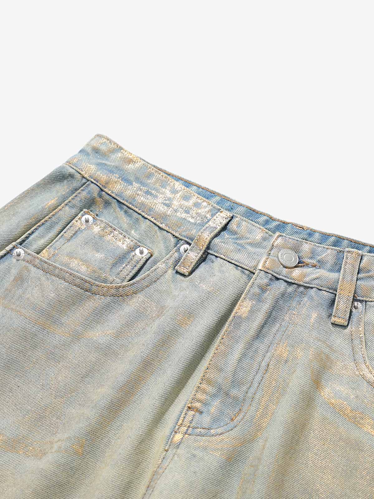 Wide-Leg Denim Trousers with Distressed Details for Everyday Style