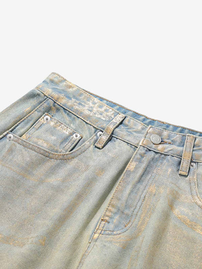 Wide-Leg Denim Trousers with Distressed Details for Everyday Style