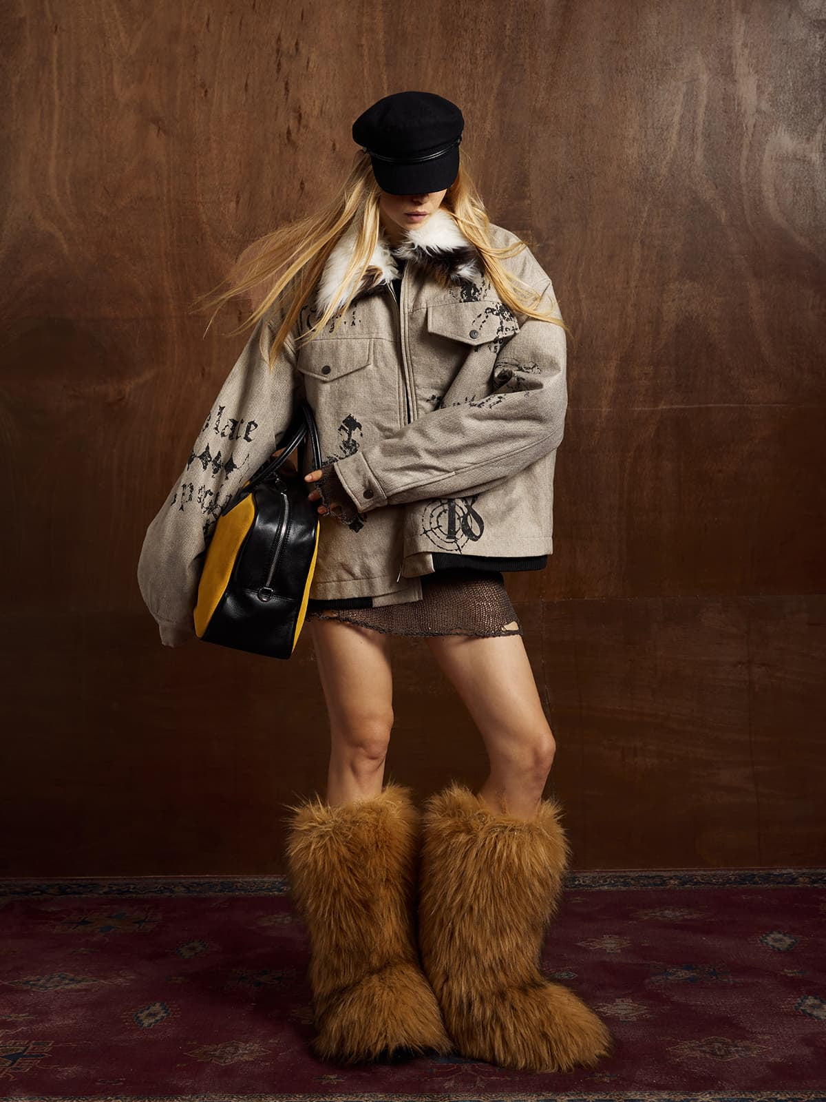 Winter-Ready Corduroy Jacket with Faux Fur Trim for Men