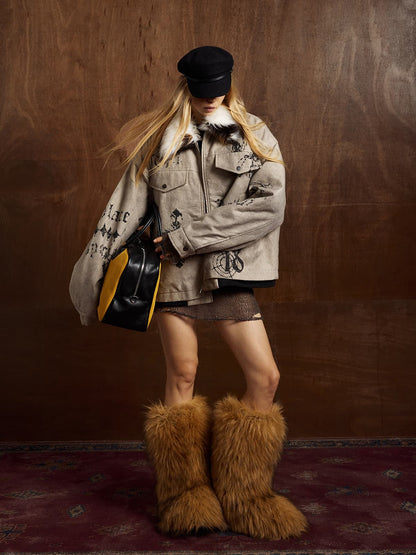 Winter-Ready Corduroy Jacket with Faux Fur Trim for Men