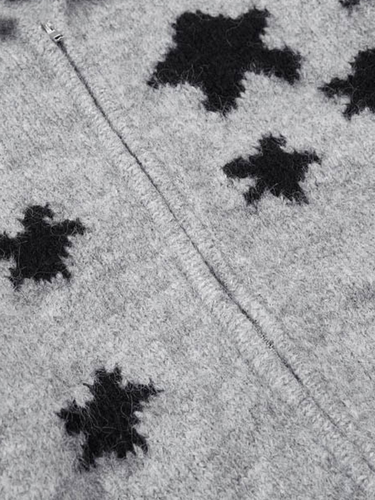 Stylish Star Pattern Zip-Up Knit Cardigan for Women