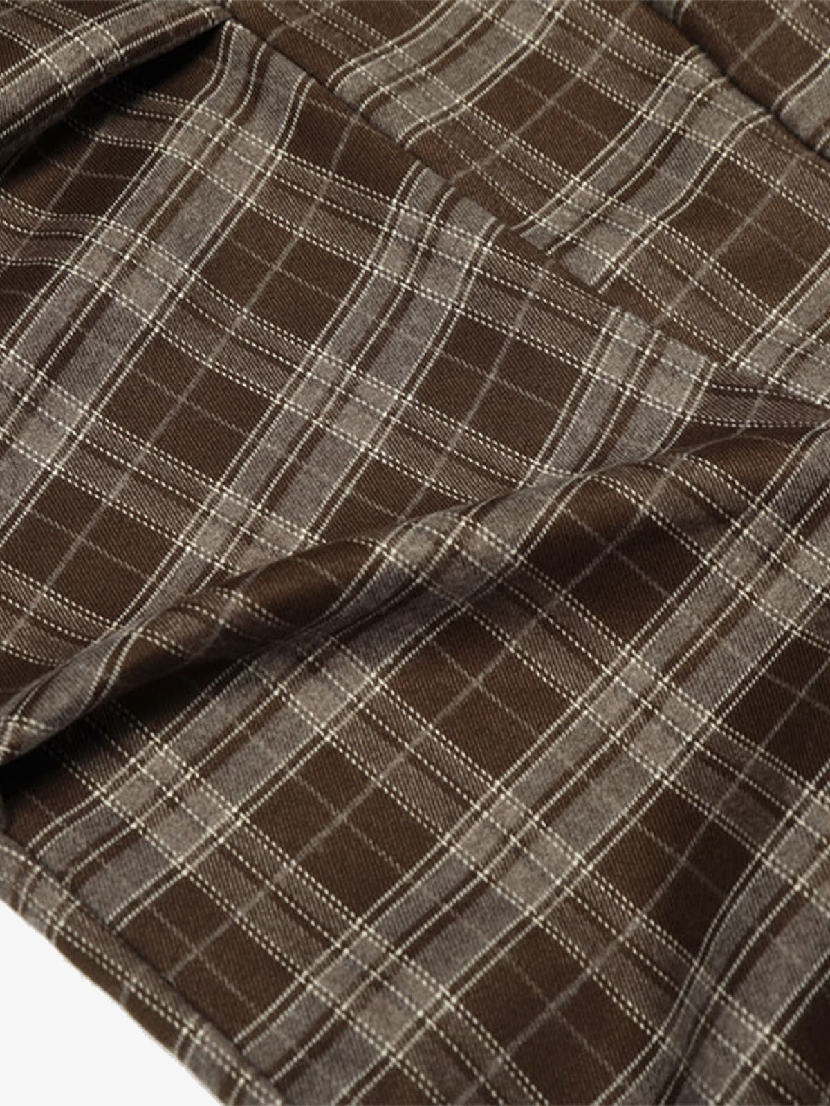 Plaid Wide-Leg Pants With Embroidered Logo for Casual Style