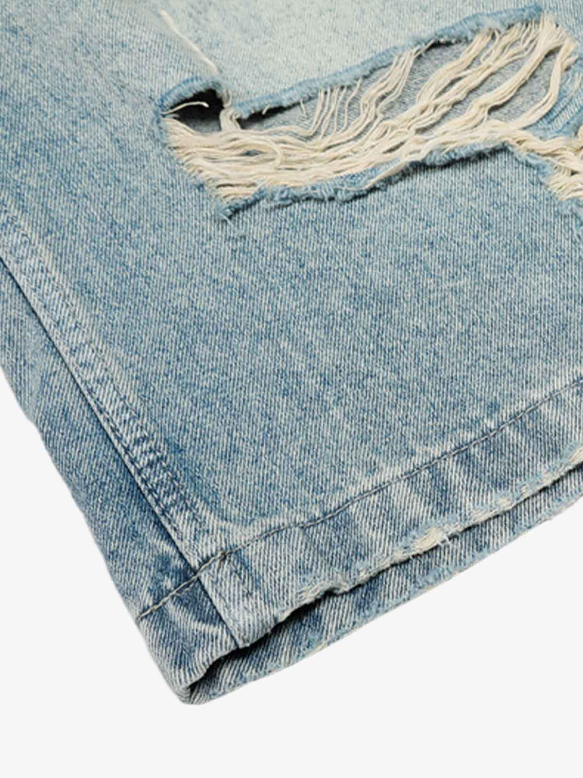 Distressed Denim Shorts for Men - Fashionable Ripped Design with Casual Style
