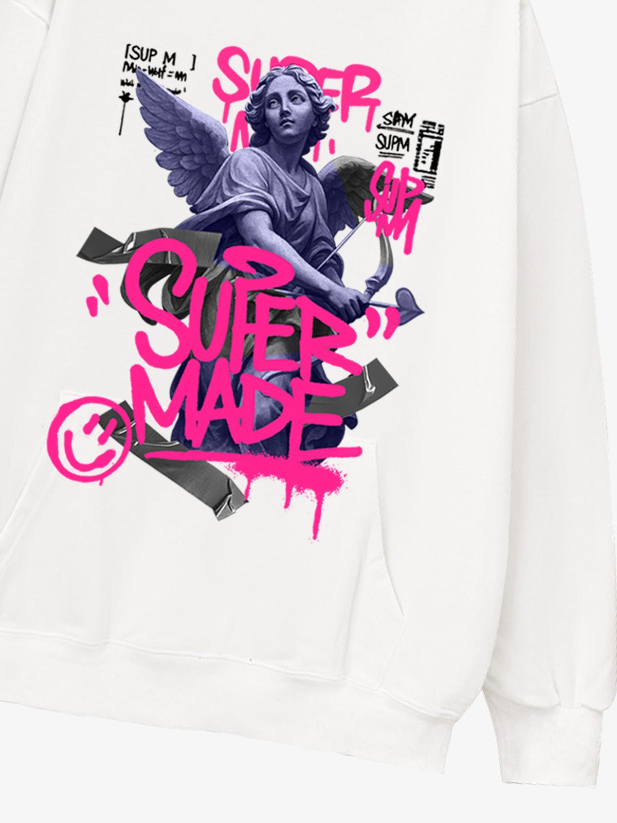 Graffiti Angel Print Hooded Sweatshirt