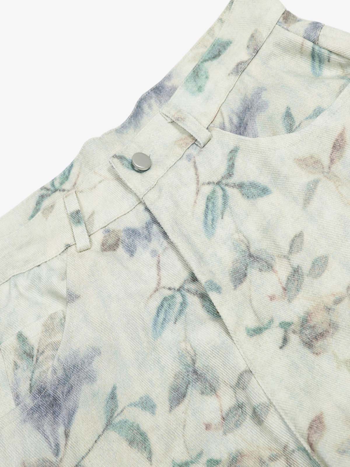 Vintage Floral Print Straight Jeans