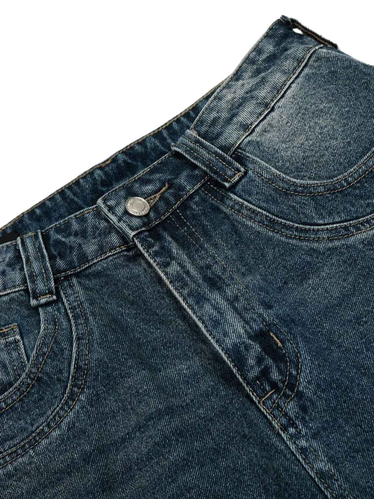 Washed Studded Denim Jorts