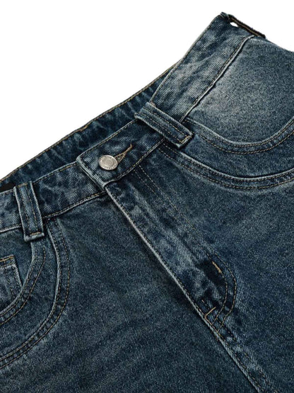 Washed Studded Denim Jorts