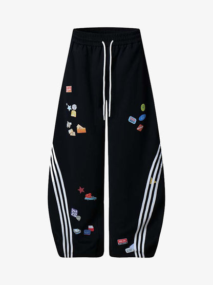 Stylish Embroidered Wide-Leg Pants for Casual and Sporty Looks