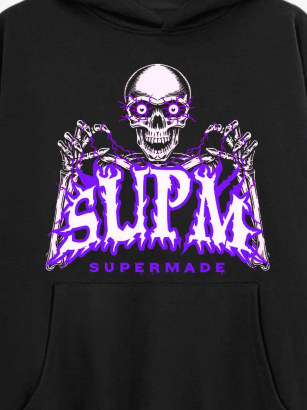 Skull Graphic Hoodie with Purple Accents