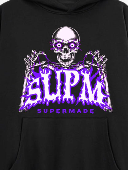 Skull Graphic Hoodie with Purple Accents