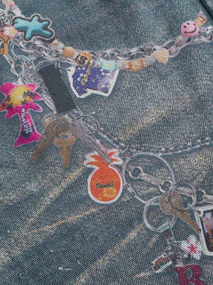 RO Chain Hole 3D Printed Baggy Jeans