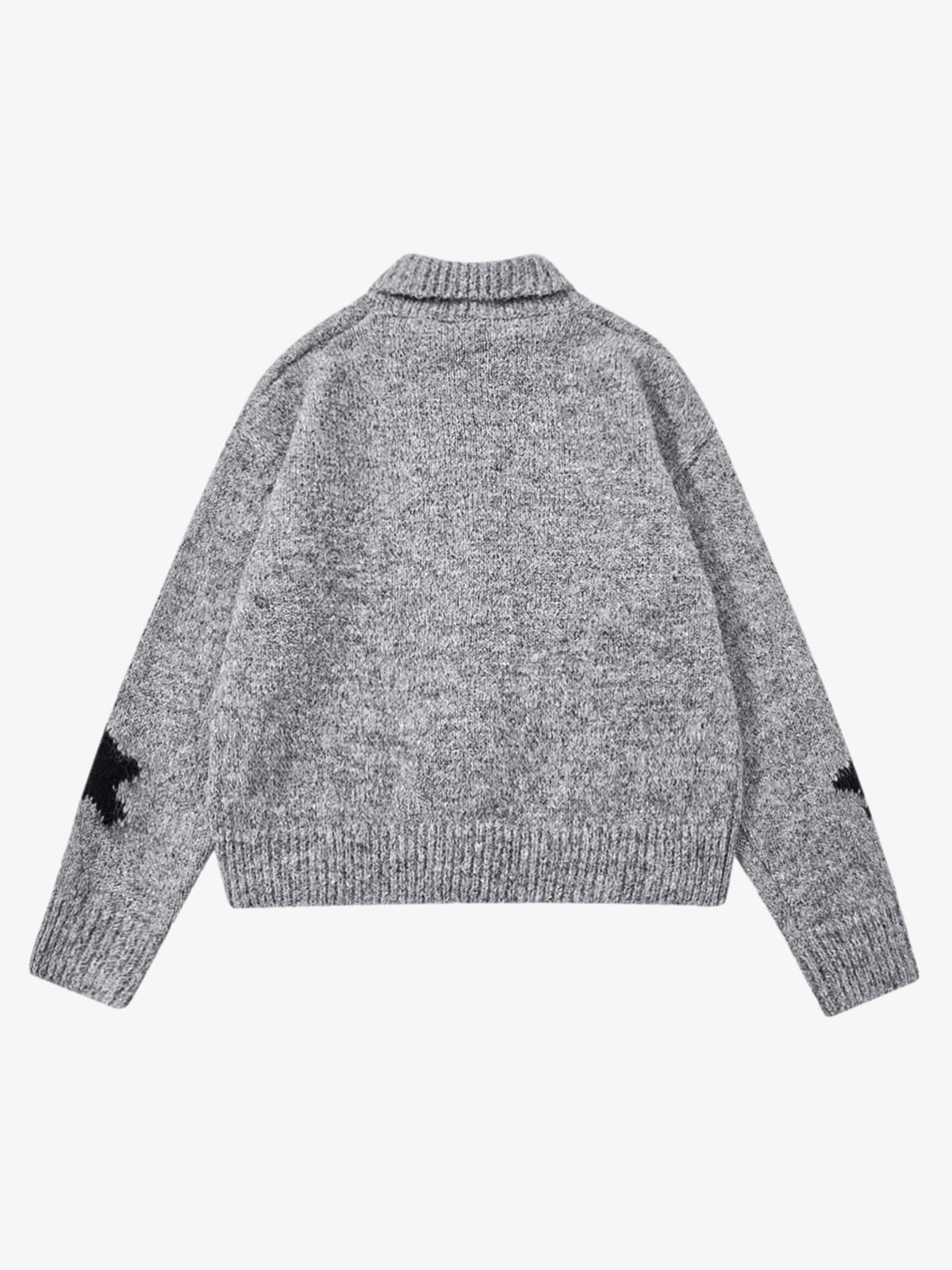 Stylish Star Pattern Zip-Up Knit Cardigan for Women