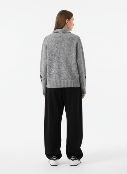 Casual Star Jacquard Double-Zip Cardigan Sweater