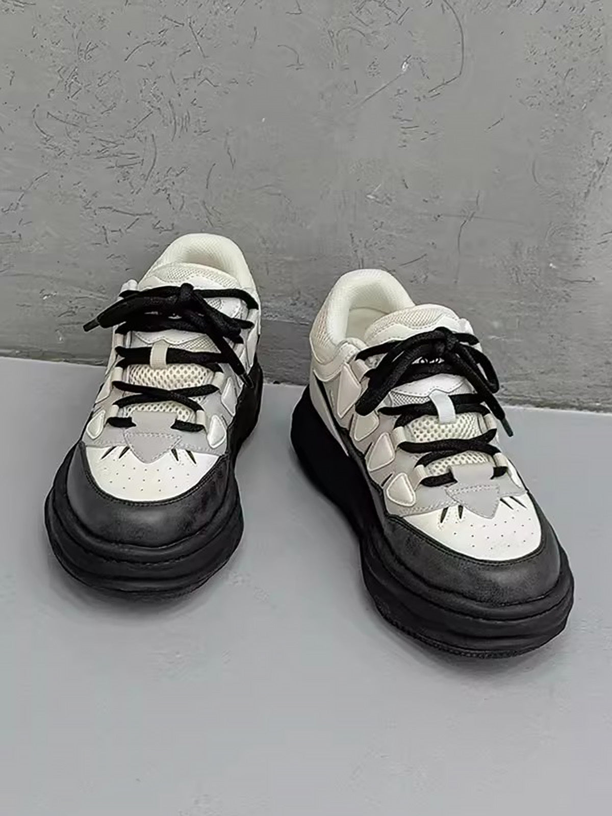 Black And White Platform Sneakers - 2449