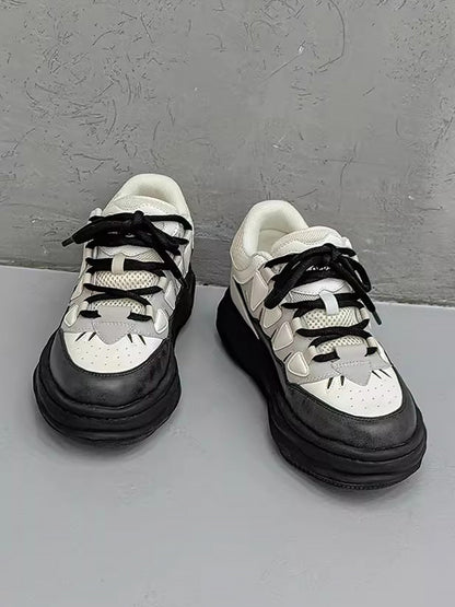 Black And White Platform Sneakers - 2449
