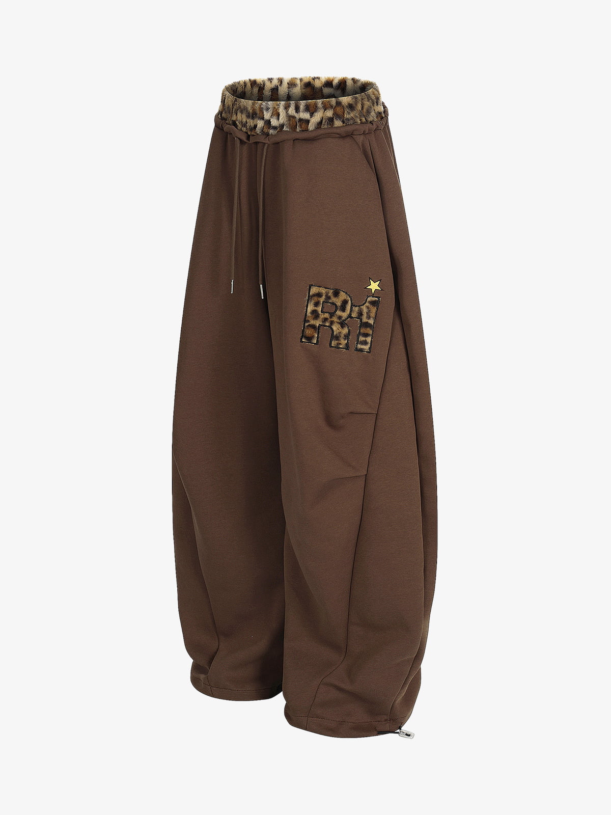 Leopard-Trimmed Wide-Leg Lounge Pants with Unique Print Design