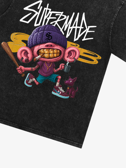 Thesupermade Cartoon Graffiti Trendy Weird Kid T-shirt