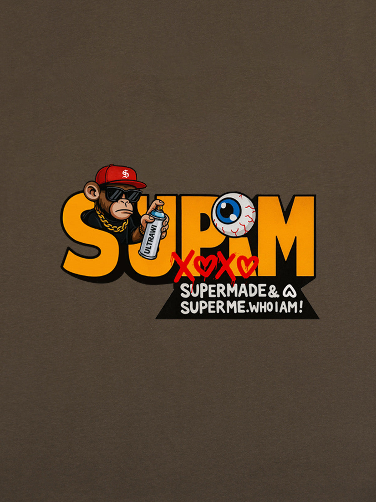 Supermade Trendy Hip-Hop Monkey Graffiti Font T-Shirt