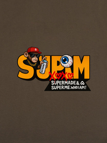 Supermade Trendy Hip-Hop Monkey Graffiti Font T-Shirt