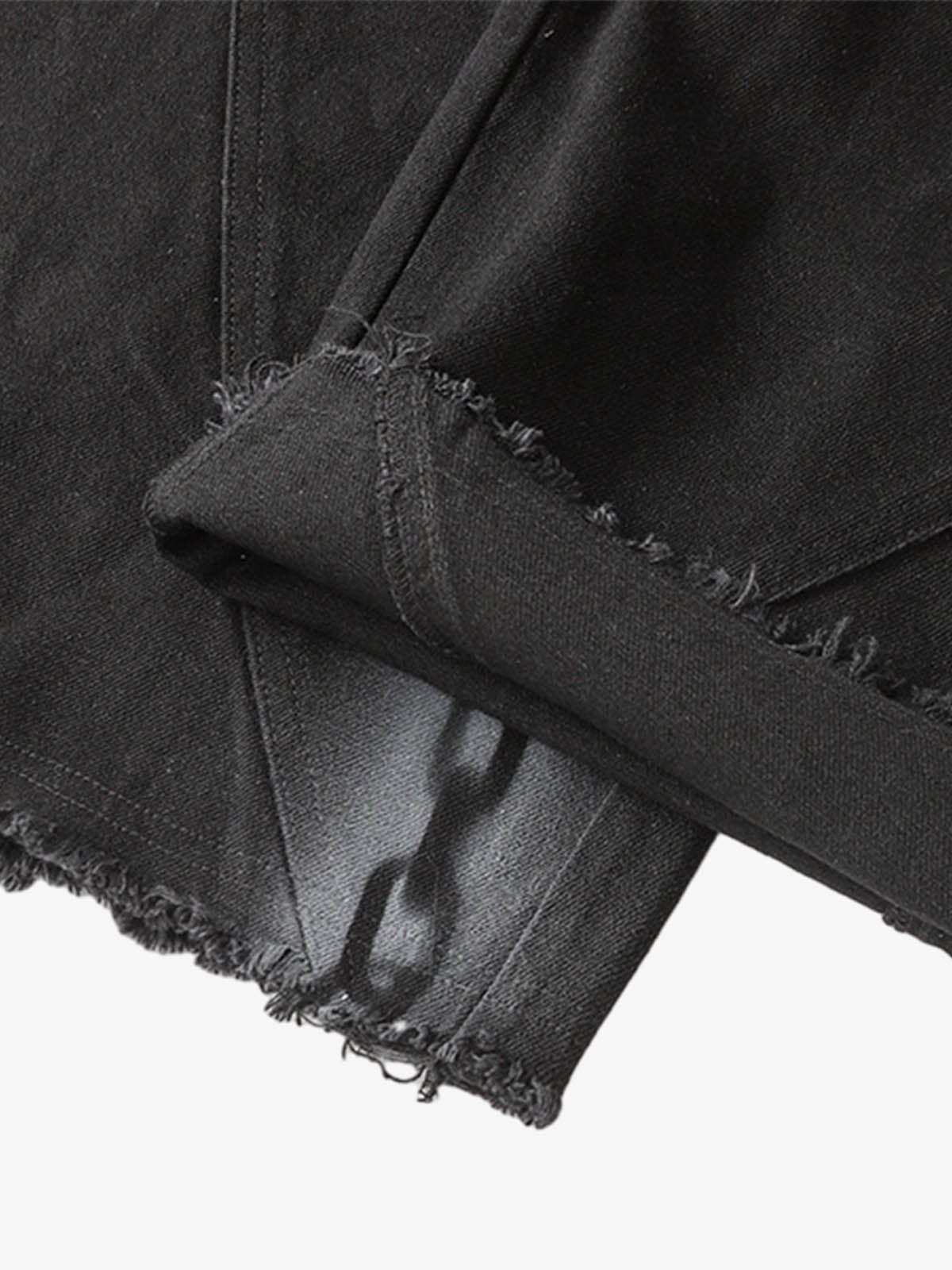 Chain Print Raw Edge Washed Wide-Leg Jeans